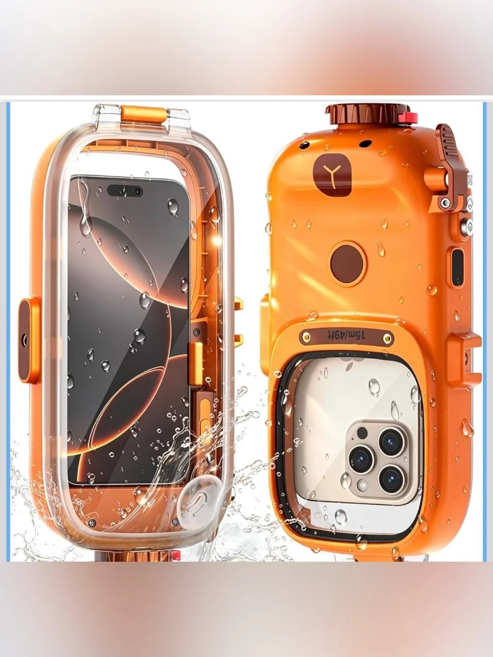 Waterproof Protective Camera Housing Case - Orange NWT